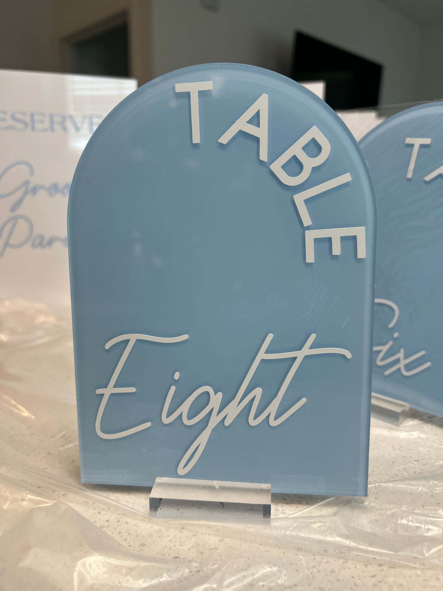 Modern Acrylic Arch Table Numbers (5x7”) – Wedding/Event Decor