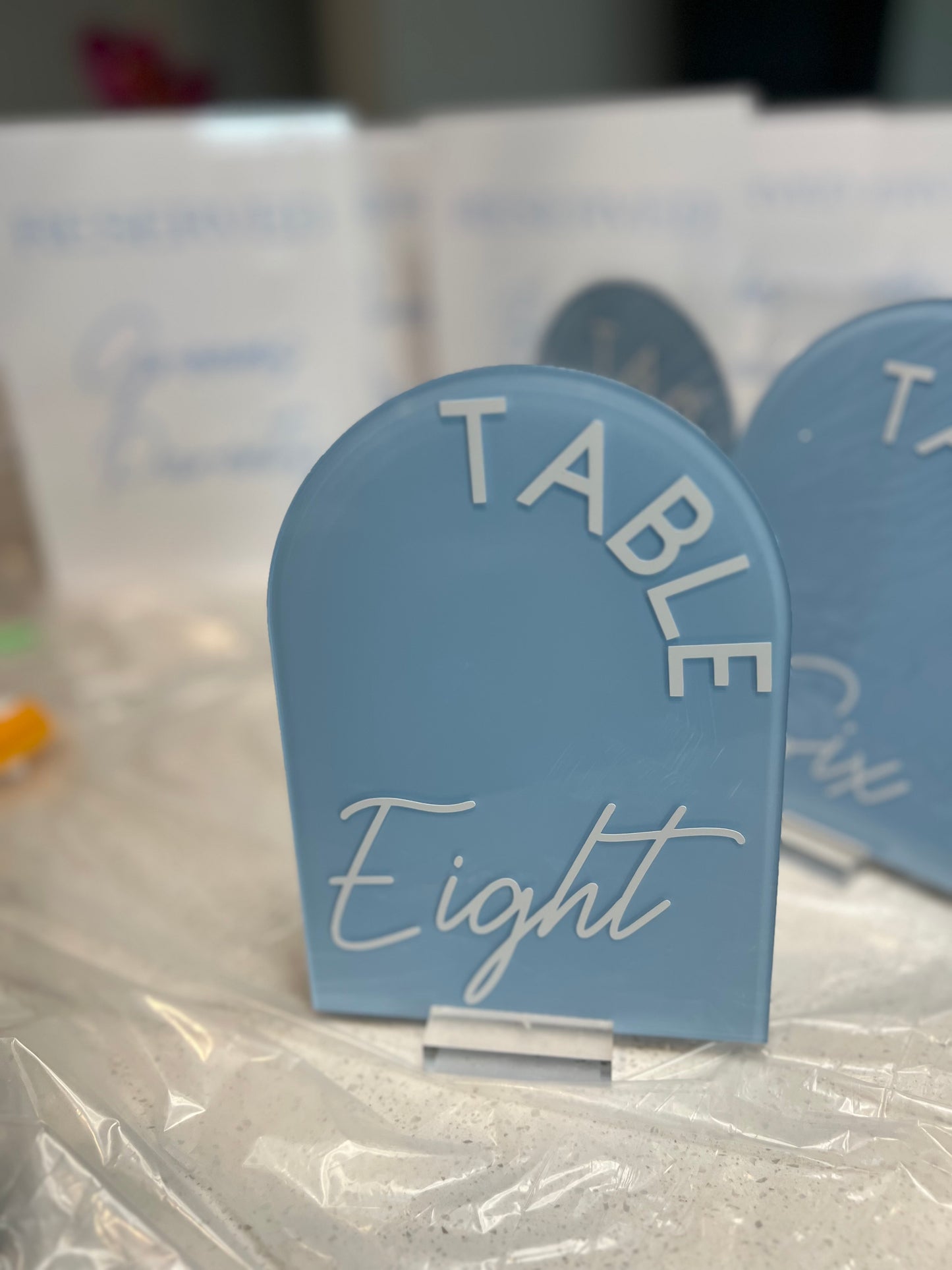 Modern Acrylic Arch Table Numbers (5x7”) – Wedding/Event Decor