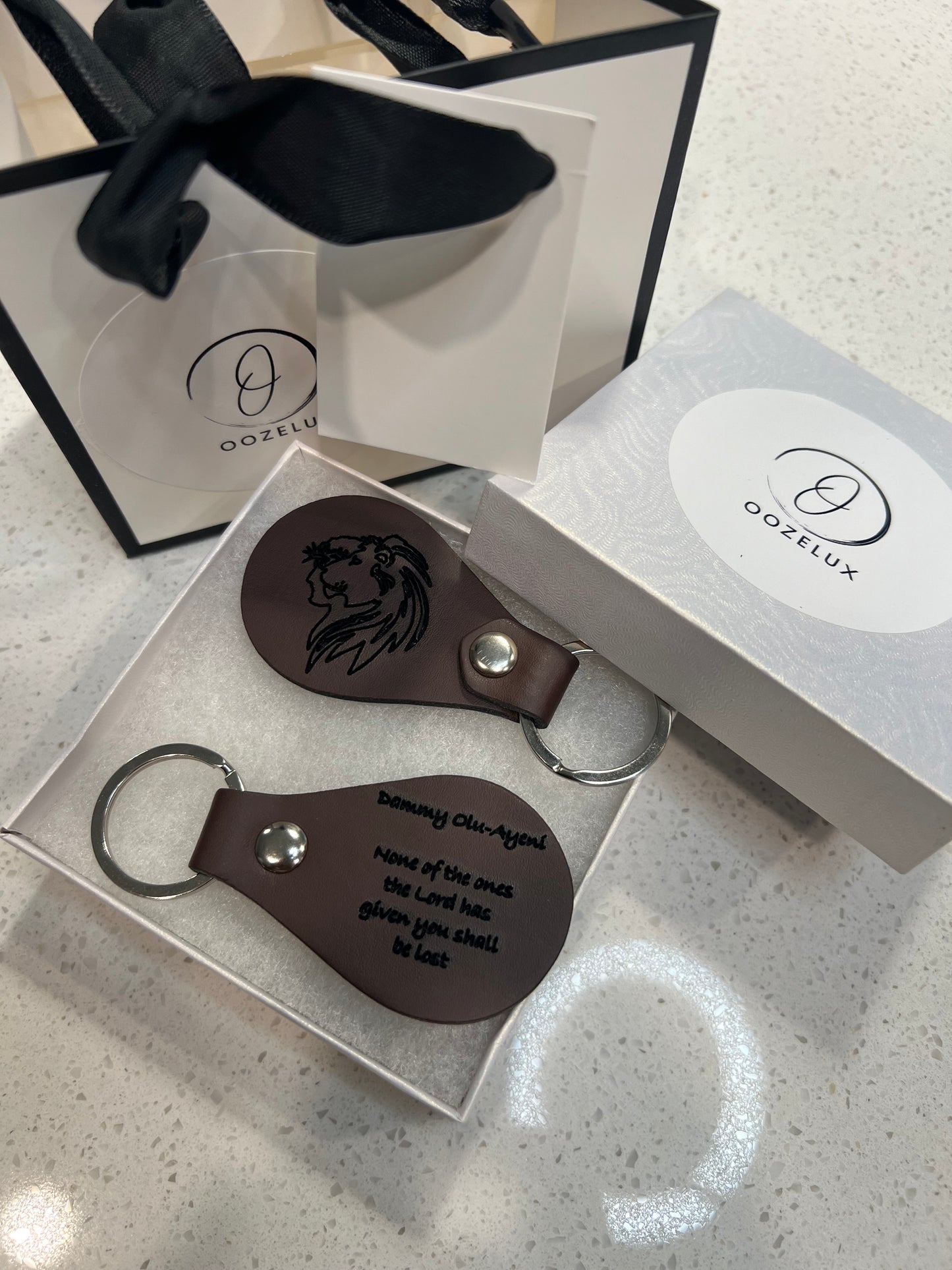 Personalized Leather Keychain with Custom Engraving - Elegant & Thoughtful Gift