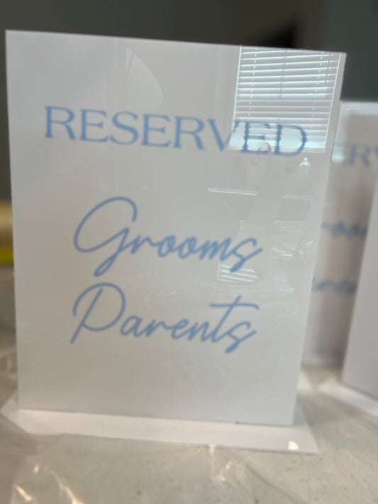 Reserved Acrylic Signs (8x10”) – Wedding Ceremony & Reception Seating