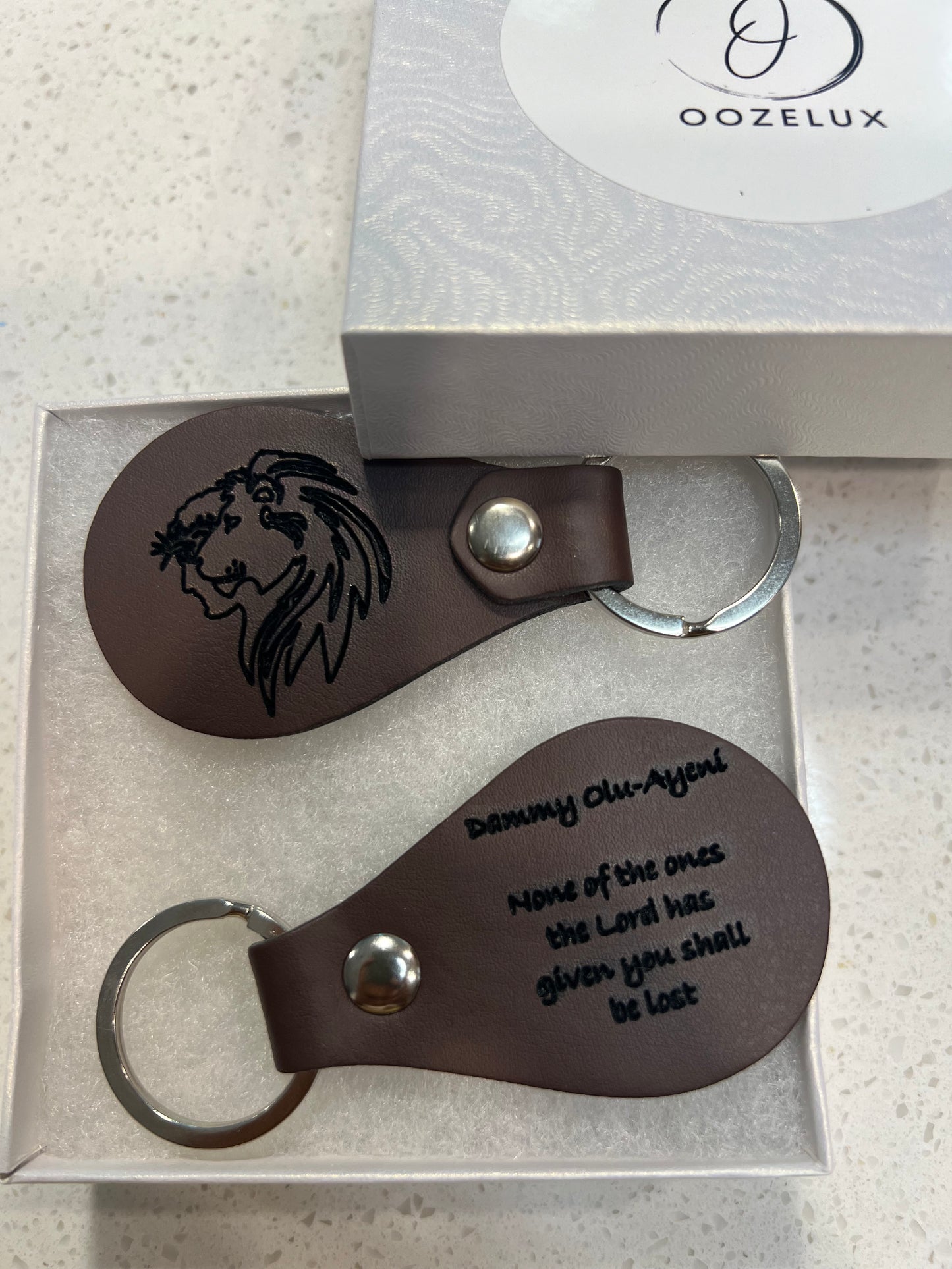 Personalized Leather Keychain with Custom Engraving - Elegant & Thoughtful Gift