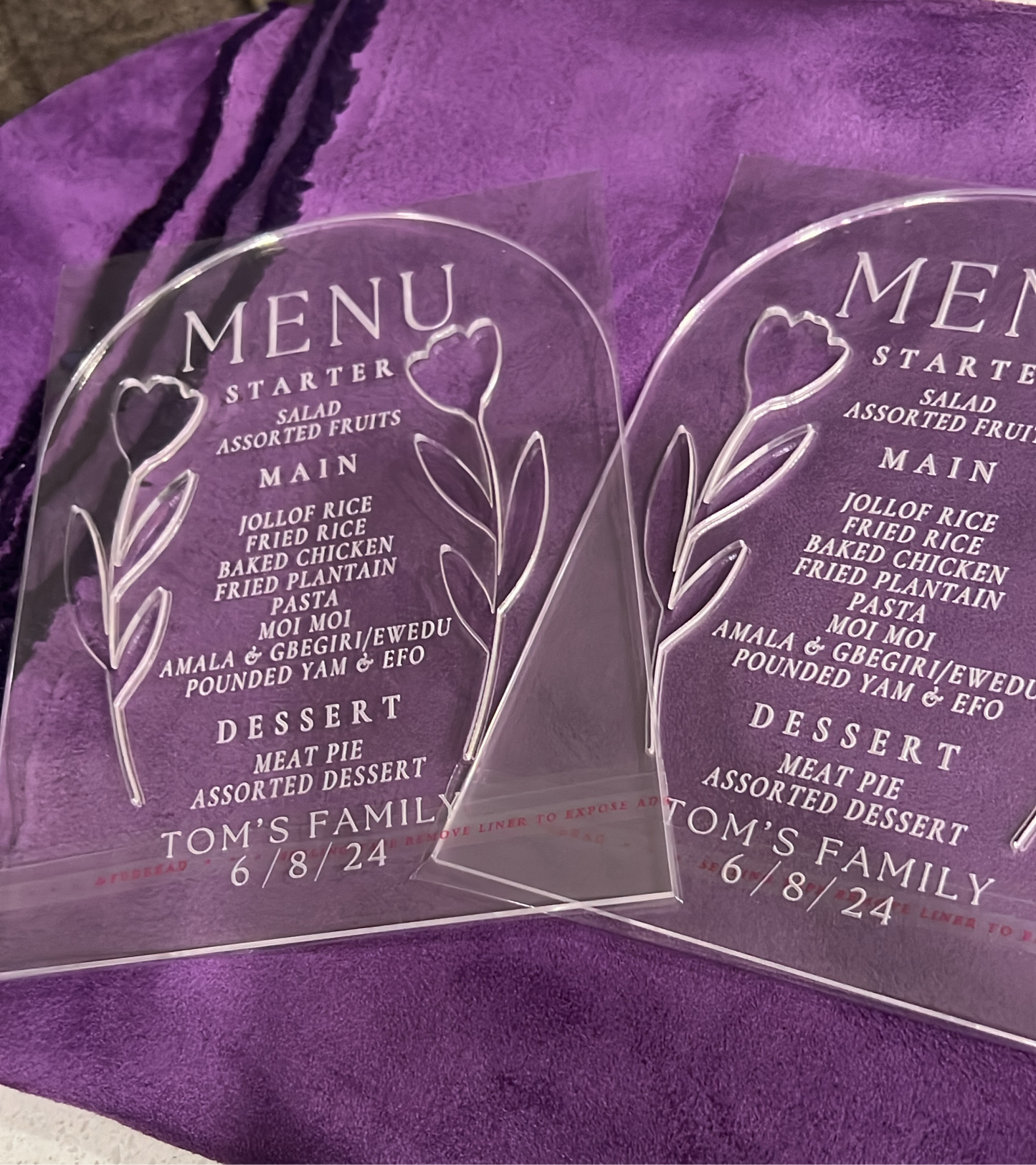 Arch Acrylic Menu Cards