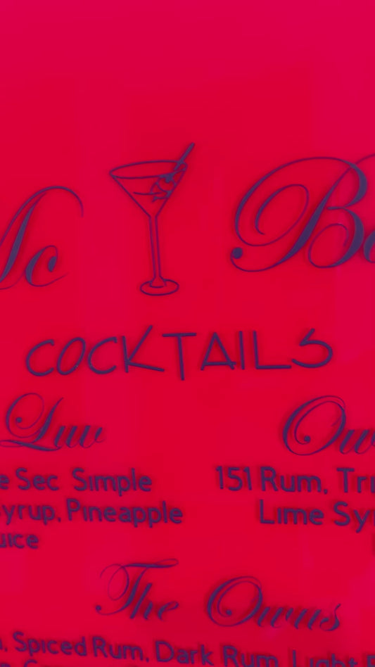 Acrylic Signs - Events - Large Bar Menu